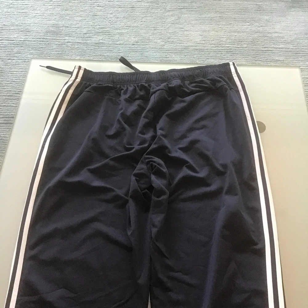 Adidas Mens 2XL Navy Blue 3-Stripe Track Pants Athletic Gym Drawstring 2X
